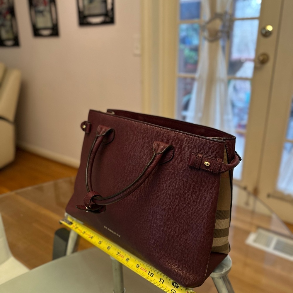 Burberry Deep Red Leather Tote - Picture 2 of 12